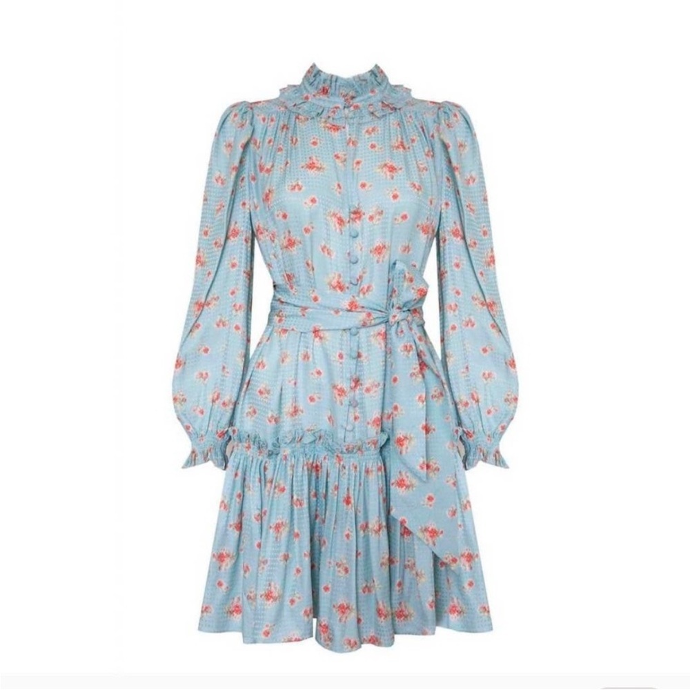 HUNTER BELL  
Ikat Flower Blakely Dress In Blue S NWT
